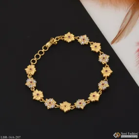 1 Gram Gold Plated Flower With Diamond Designer Bracelet For Lady - Style A207