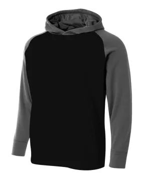 A4 NB4234 Youth Color Block Tech Fleece Hoodie - Black Graphite