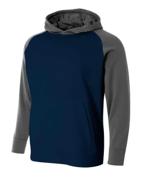 A4 NB4234 Youth Color Block Tech Fleece Hoodie - Navy Graphite