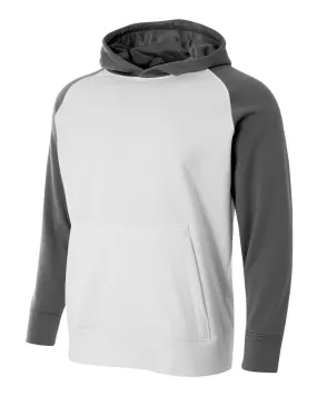 A4 NB4234 Youth Color Block Tech Fleece Hoodie - White Graphite