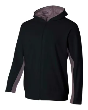 A4 NB4251 Youth Full Zip Color Block Fleece Hoodie - Black Graphite