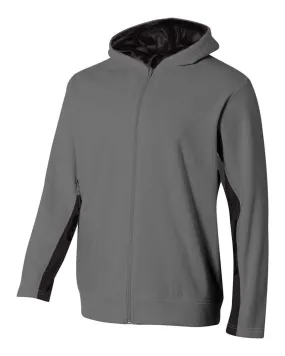 A4 NB4251 Youth Full Zip Color Block Fleece Hoodie - Graphite Black