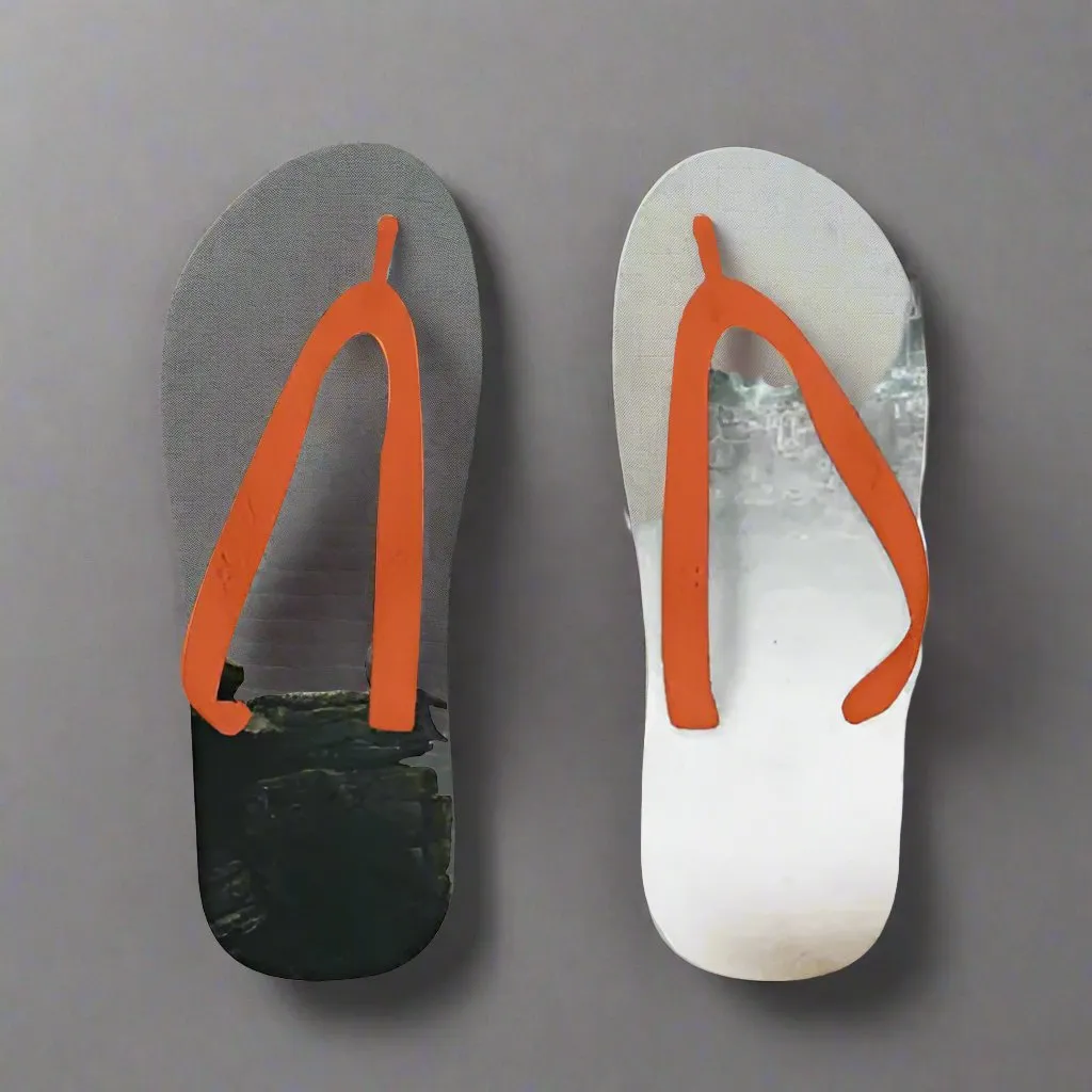 Adult Flip Flops with Custom Printed Fabric and Durable Non-Crumble Foam