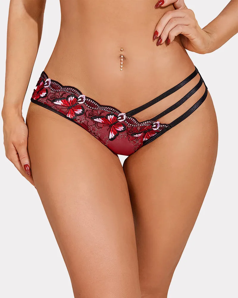 Butterfly Embroidered Mesh Panties