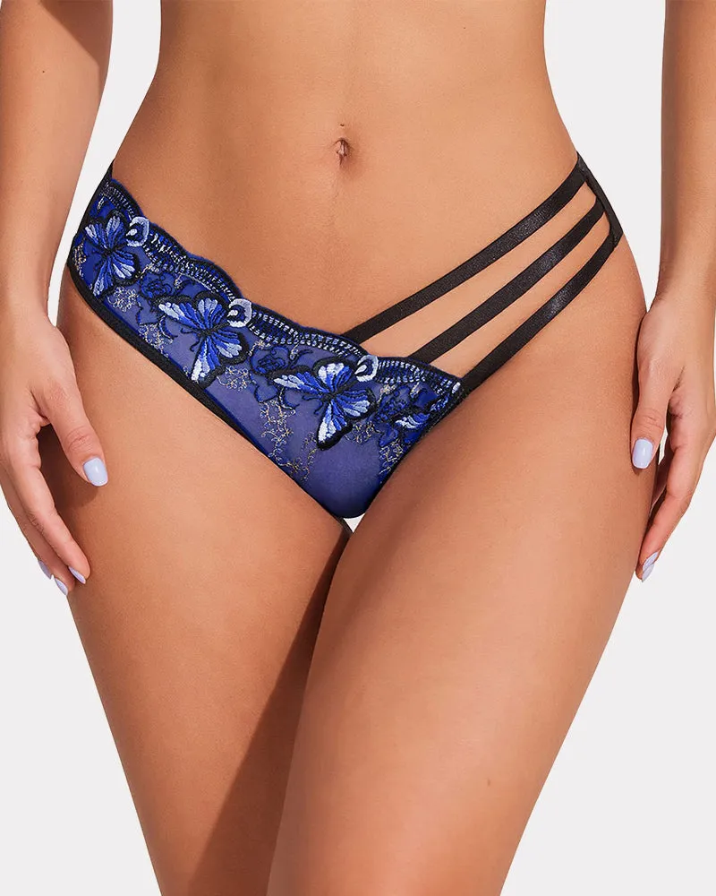 Butterfly Embroidered Mesh Panties