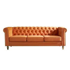 Chesterfield Velvet Sofa 84.65 inch for Living Room ORANGE Color