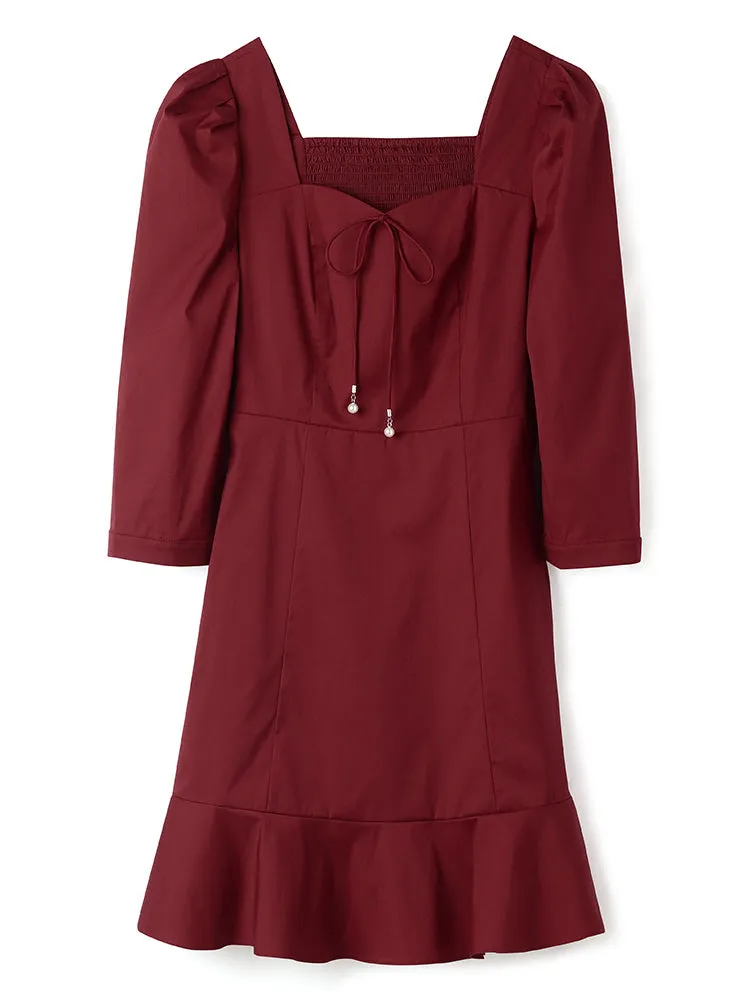 Chili Red Half-sleeve Mini Dress