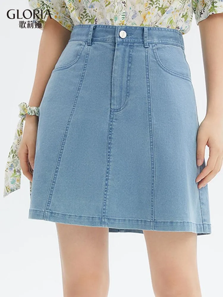 Denim Embroidery Mini Skirt