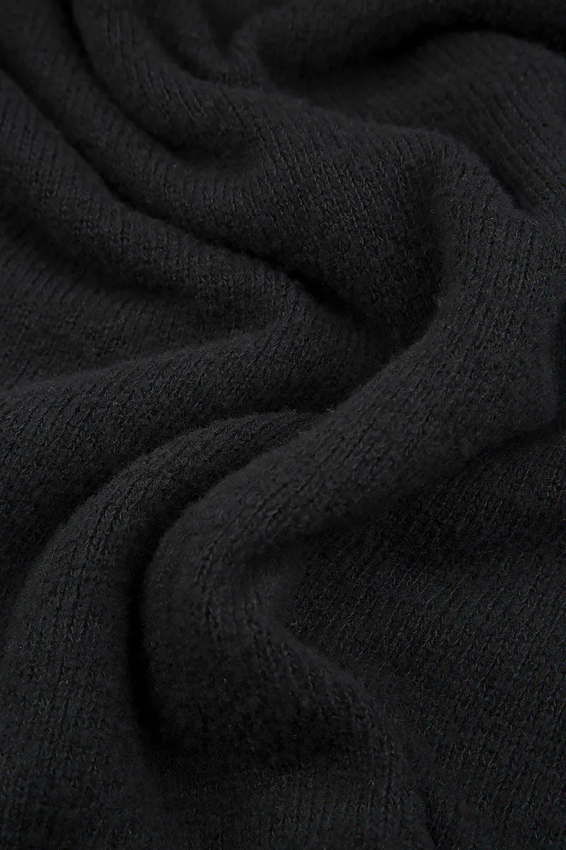 Exposed Seam Loose Black Wool Sweater