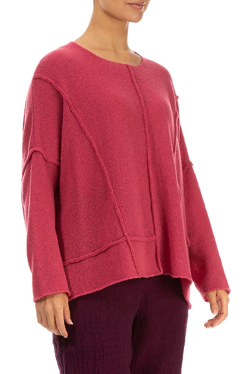 Exposed Seam Pink Punch Wool Sweater