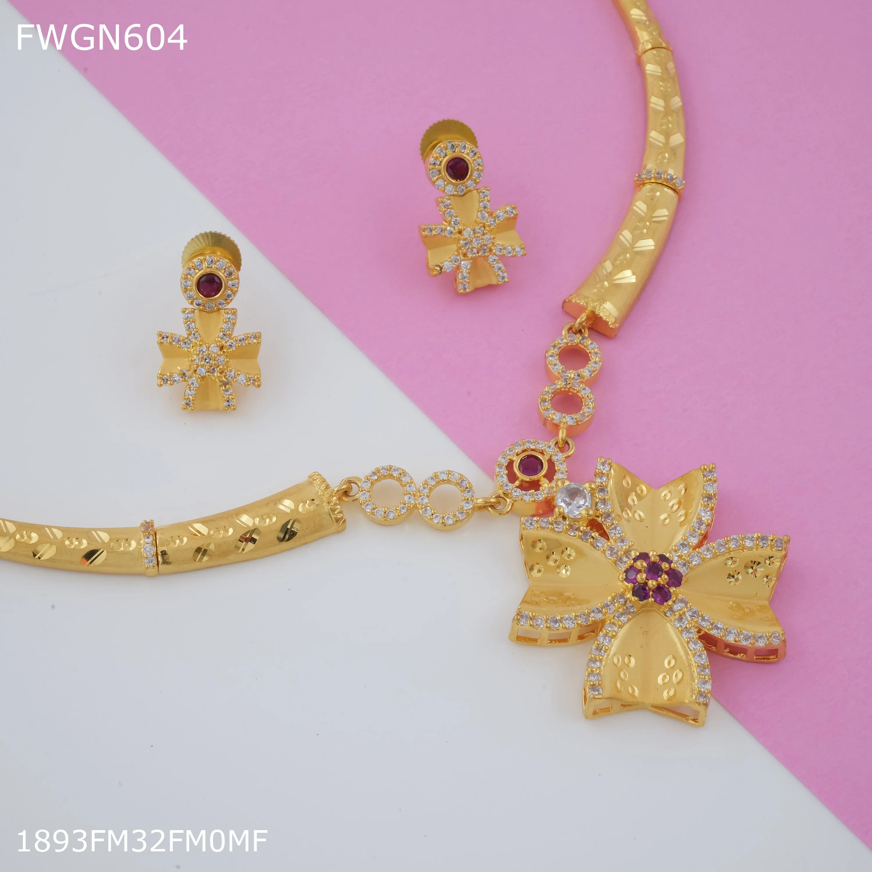 Freemen Flower Necklace With Earring for women - FWGN604