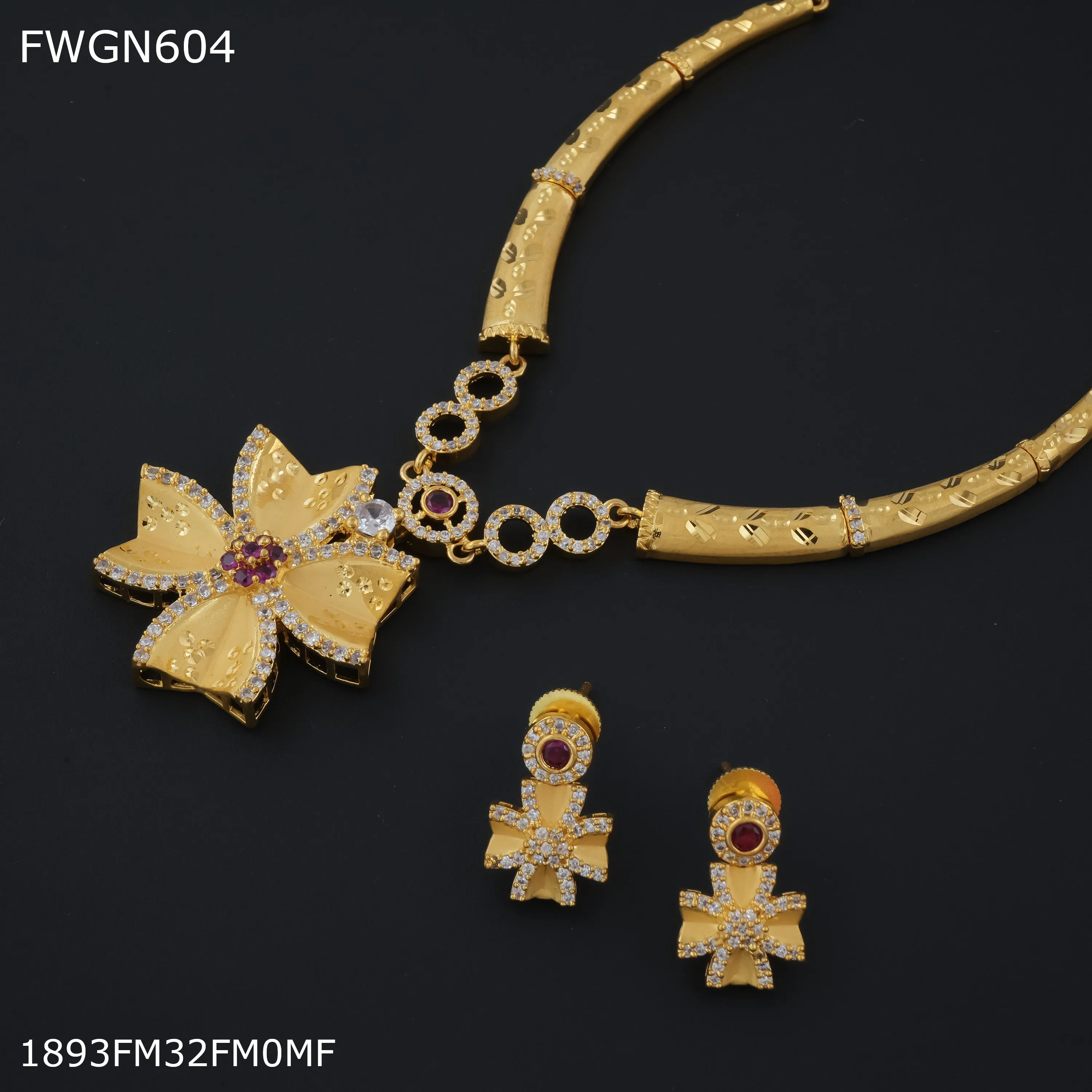 Freemen Flower Necklace With Earring for women - FWGN604