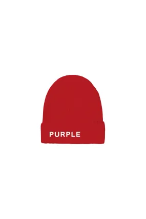 Purple Brand Acrylic Cuffed Beanie-RED