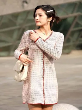 V-Neck Knit Mini Women Dress