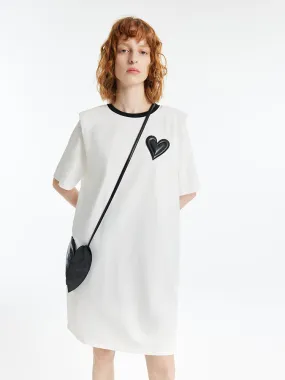 Women Heart Shaped Mini T-Shirt Dress With Crossbody Bag